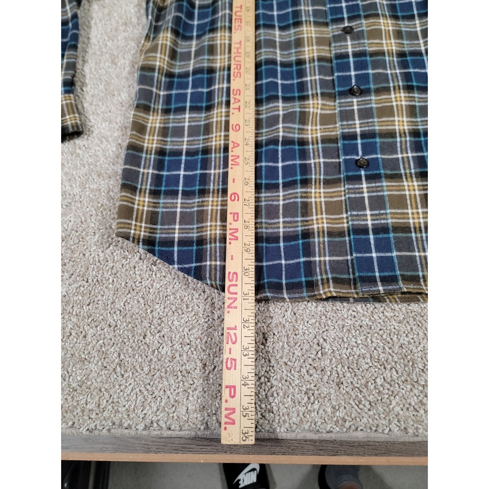 NWT LL Bean Scotch Plaid Flannel Shirt Medium Blue Brown Mens Traditional Fit - Picture 15 of 16